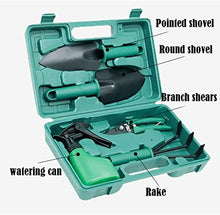 Feilx 5 Pieces Garden Tools Set, Heavy Duty Gardening Tools, Gardening Tools with Carrying Case & Ergonomic Handle, Stainless Steel Gardening Tools -Gift for Women and Men (Color : Green)