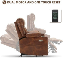 UOPYNE Large Lay Flat Power Lift Recliner Chair with Heat and Massage, Dual Motor Infinite Position Electric Recliner with Extended Footrest, Cup Holder, USB and Type C Ports, Brown