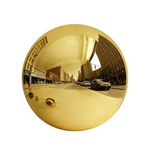 YDJIANCAI 1 Pcs Stainless Steel Gazing Globe, Hollow Ball Mirrored Surface Polished Shiny Sphere, Garden Stainless Steel Gazing Ball for Outdoor Lawn Pond Yard Ornament, Golden(Size:17.7in/45cm)