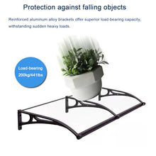 Transparent Window Awning with Polycarbonate Panel and Aluminum Frame (59"x142")