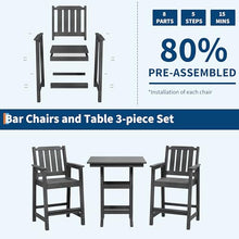SLEKVERSA Adirondack Outdoor Bar Stools Set of 4, All-Weather HDPE Bar Height Patio Chairs with Back and Footrest, 400 LBS Capacity for Deck, Poolside, Outdoor Kitchen, Backyard and Resort, Dark Grey