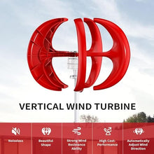 12000W No Noise Vertical Wind Turbine Generator, 12V 24V 48V 110V 220V Portable Vertical Wind Power Turbine Generator Kit with Controller for Homeuse Residential,Red24V