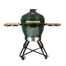26in Ceramic BBQ Grill, Ceramic Smoker with Stainless Steel Grates,Thermometer, 2 Wooden Handle,Outdoor Cooking,Camping,Picnic(D,26in)