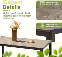 Homall 7 Pieces Patio Dining Set, Metal Outdoor Dining Set for 6, Brown