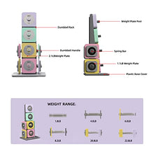 DHT DYNAMIC HEALTH TECH Adjustable Dumbbells Set with Rack, All-Purpose Fitness, Anti-Rolling, 4-22.8 lbs Macaron - 1 set