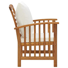 HKQWPBF Solid Acacia Wood Outdoor Lounge Set with Cushions, 5 Piece Patio Furniture Set with Coffee Table and Curved Backrests