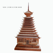 Okjew Quadrangle Drum-Tower Model Pure Wood Handcrafted