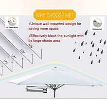 RWGOVLU Outdoor Round Wall Mounted Parasol, Patio Garden Balcony Yard Umbrella, Tilting Sunshade Wall Umbrella with Aluminium Frame