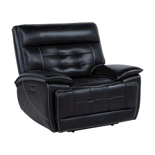 Furnifact Leather-Upholstered Power Lift Recliner Chair with Dual Motor, Electric Recliner Chairs for Adults Living Room, Black