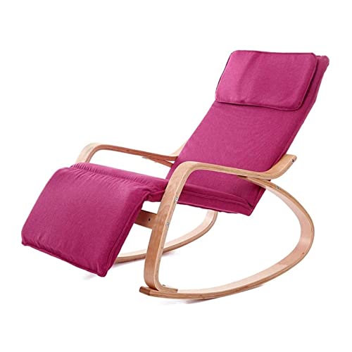 Rocking Chair Comfortable Relax Rocking Chair Lounge Chair with Cotton Fabric Foldable Rocking Chair (Color : Green) (Rose Red)
