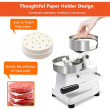 Naturalpowev Hamburger Press Patty Maker, Heavy Duty Food-Grade Stainless Steel Bowl Burger Press Machine with Patty Papers, Meat Forming Processor for Kitchen BBQ Grill,5"(130mm)