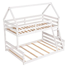 Acosure Twin Over Full Bunk Bed with Ladder & Guardrail, Convertible to 2 Beds, White