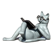 Green Vista Water Gardens Studious Stan College Kitty Cat w/Book | Outdoor Garden Statue Cast Aluminum | Reading Kitten, Animal Figurine & Sculpture for Indoors, Patio, and Yard
