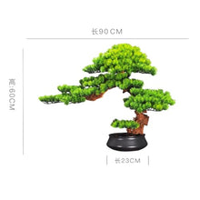 QWERAXZG Simulation Bonsai Welcome Pine Solid Wood Green Plant Decoration Living Room Entrance