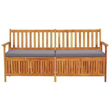 WDGJJFECNMUEHI Solid Acacia Wood Cushioned Storage Bench Grey 66.9