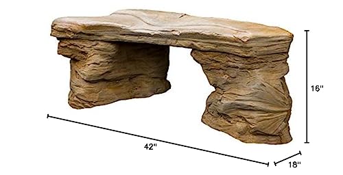 Athena Garden Cast Stone Petrified Rock Bench Set - 3 Piece Commercial Grade Concrete Patio Furniture in Natural Stone Colors