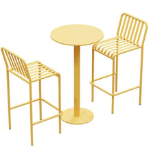 Bar Stool Round Metal Bar Table Set with 2 Vertical Slat Back Stools, Outdoor Counter Height Table Height 105cm/41inch for Small Places, Dining Room, Living Room, Cafe