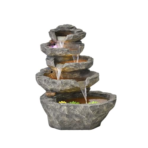Outdoor Water Fountain Water Decoration, Living Room Balcony Outdoor Courtyard Rockery Fountain Landscaping, Creative Landscape Fish Pond Landing Decoration Garden Water Fountain (Color : B)