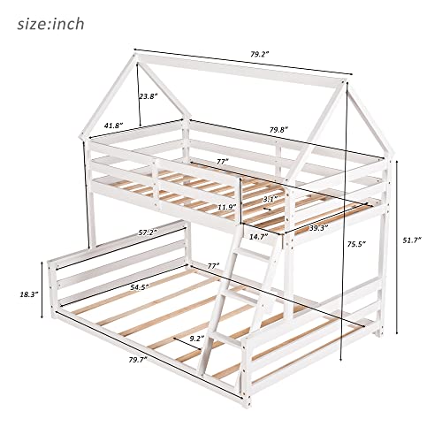 Brisca Twin Over Full Bunk Bed with Built-in Ladder White