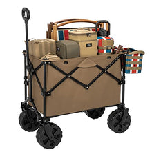 Folding Utility Wagon Cart Outdoor with Brake, Collapsible 190L Large Capacity Heavy Duty Outdoor Camping Garden Cart, Beach Wagon with Front Universal Wheels & Adjustable Handle,A