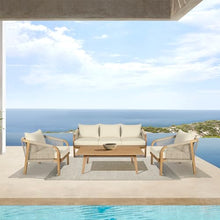 Armen Living Cypress Modern Outdoor Patio Conversation Set, 4 Piece Ivory