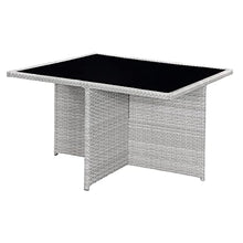 Benjara BM269034 9 Piece Patio Set with Wicker Frame and Ottoman, White