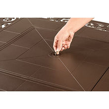 Square 42 in. x 42 in. Aluminum Propane Fire Pit Table with Glass Beads, Two Covers, Lid, 57,000 BTUs in Brown Finish