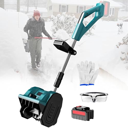 pealiritansemen Battery Powered Cordless Snow Blower, 30cm Clearing Width, 3 Directions Adjustment Electric Snow Thrower with Aluminium Alloy Telescopic Pole, for Courtyard/Driveways 3000mAh-1battery