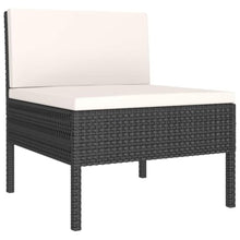 MNISDFL 6 Piece Patio Lounge Set with Cushions PE Rattan Black