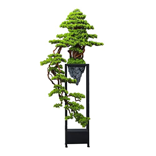 YXIANG56Q Fake Plants Large Artificial Bonsai Welcoming Pine Tree, Simulation Potted Plant Decorative Bonsai with Flower Stand, Floor Fake Tree Pot Ornaments Bonsai Tree(A), yuqing2022