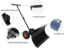 Efficient Snow Shovel with Wheels Heavy Duty Snow Shovel with Wheels Adjustable Height Multi-Angle Efficient Rolling Snow Plow for Snow Removal for Cleaning Lanes Roads Sidewalks
