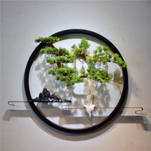 YXIANG56Q Fake Plants Chinese-Style Simulated Welcoming Pine Mural Decoration for Living Room Walls and Home Furnishings Bonsai Tree(Small)