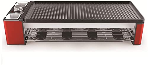 Grill for Eight People, Includes Granite Cooking Stone, Reversible Non-Stick Grilling Surface, and 8 Paddles - Great for Cheese Melting and Indoor Grilling by Get Together/Party (Color : Red)