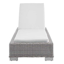 Modway Conway Sunbrella Outdoor Patio Wicker Rattan, Chaise Lounge, Light Gray White