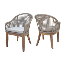 IC INTERNATIONAL CONCEPTS Set of Two Outdoor Teak Patio Dining Chairs with Cushions Natural