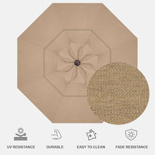 Treasure Garden AKZ PLUS Cantilever Umbrella 13' Sunbrella Heather Beige Canopy and Bronze Frame with Stationary Base