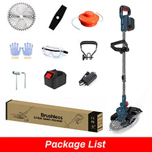 RWGOVLU Brushless Cordless String Trimmer Kit, Electric Weed Eater Battery Powered, 21V Weed with 2 Li-Ion Battery, 2 in 1 Brush Cutter with 8"" Blade, Edger Lawn Tool for Yard Garden Sidewalks,A