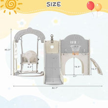 Miscoos 7-in-1 Toddler Playset with Slide, Swing & Basketball Hoop Gray+White