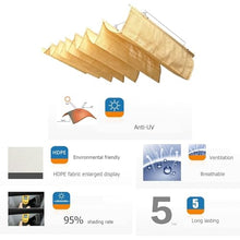 Retractable Wave Sun Shade Sail Waterproof Rectangle Shade Cloth PES Awning Canopy 95% UV Block With Rope Outdoor Patio Party Awning Cloth Durable Garden Shade Sail(W1.6*L14m/W5.24*L45.93ft)