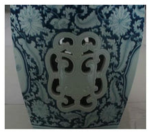 Tu Ye-US Decorative Garden Stools, Ceramic Stool Hand-painted Ancient Blue and White Landscape Painting Quartet Hollow Balcony Bathroom Porcelain Stool