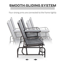 Kaimei Double Glider Loveseat with Table, Steel Frame Patio Rocking Chair, Outdoor Seating for 2 - Breathable Mesh Fabric, Gray