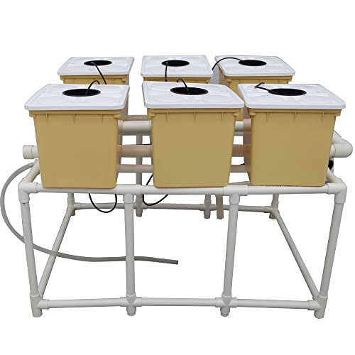 HayWHNKN Hydroponic 6 Plant Site Grow Kit PVC Hydroponics Growing System S Type Flow Indoor Planting Kit with 110V Water Pump Timer for Growing Strawberries Tomatoes Cucumbers
