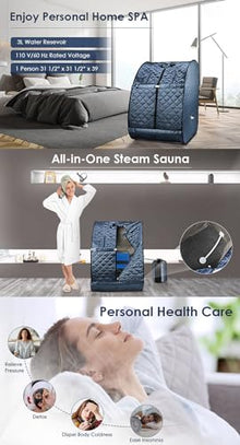 MFYDPP Portable Steam Sauna Tent, Folding Personal Full Body Spa Home Sauna,with 1000W 3L Sauna Steamer, Remote Control, Folding Chair