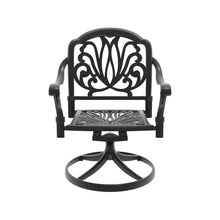 Cast Aluminum Patio Swivel Chair 6PCS With Black Frame and Brown Cushions