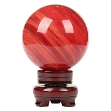 FOTCFATEV Melting Red Crystal Ball with Stand, Stone Decorative Sphere Figurines,Home Office Decor Gift,Polished Divination Orb,180mm