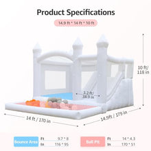 POYOUNGHU White Bounce House with Slide & Ball Pit 15FTx13FT Inflatable for Kids Party