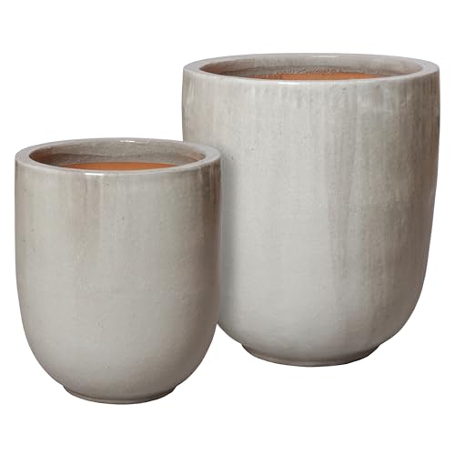 Emissary Gray Stoneware Round Planters Set of 2 24in x 27in