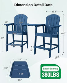 YEFU Tall Adirondack Chairs Set of 4, Oversize Balcony Adirondack Chair Set