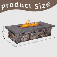 Afterglow Outdoor Propane Fire Pit Table for Patio Garden Backyard Outside Deck, Rectangle Rustic Firepit Table with Lid, Cover & Lava Rocks, 50000 BTU, CSA Certificated, 52"x27"x14"H