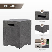 Cosiest Propane Fire Pit with Wind Guard&Tank Cover for Outside, 28 in Round Gas Fire Pits for Outdoor Patio, Certified, 50000 BTU Concrete Rectangle Base with Rain Cover, Free Lava Rocks